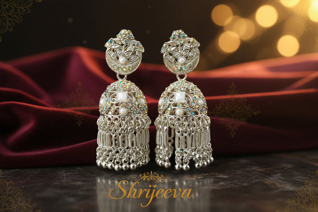 Oxidised shining silvers earrings for women's ✨