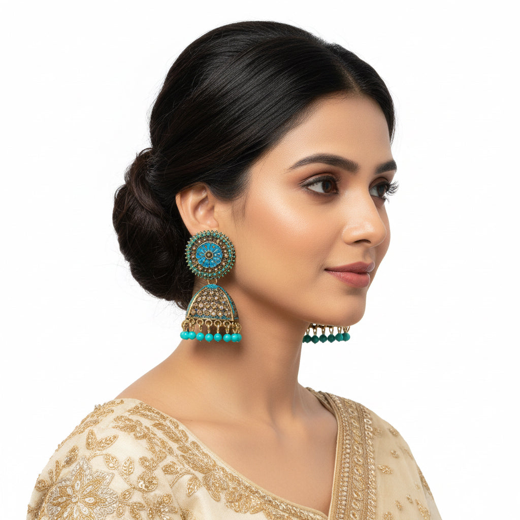 Oxidised silver earrings blue shade✨