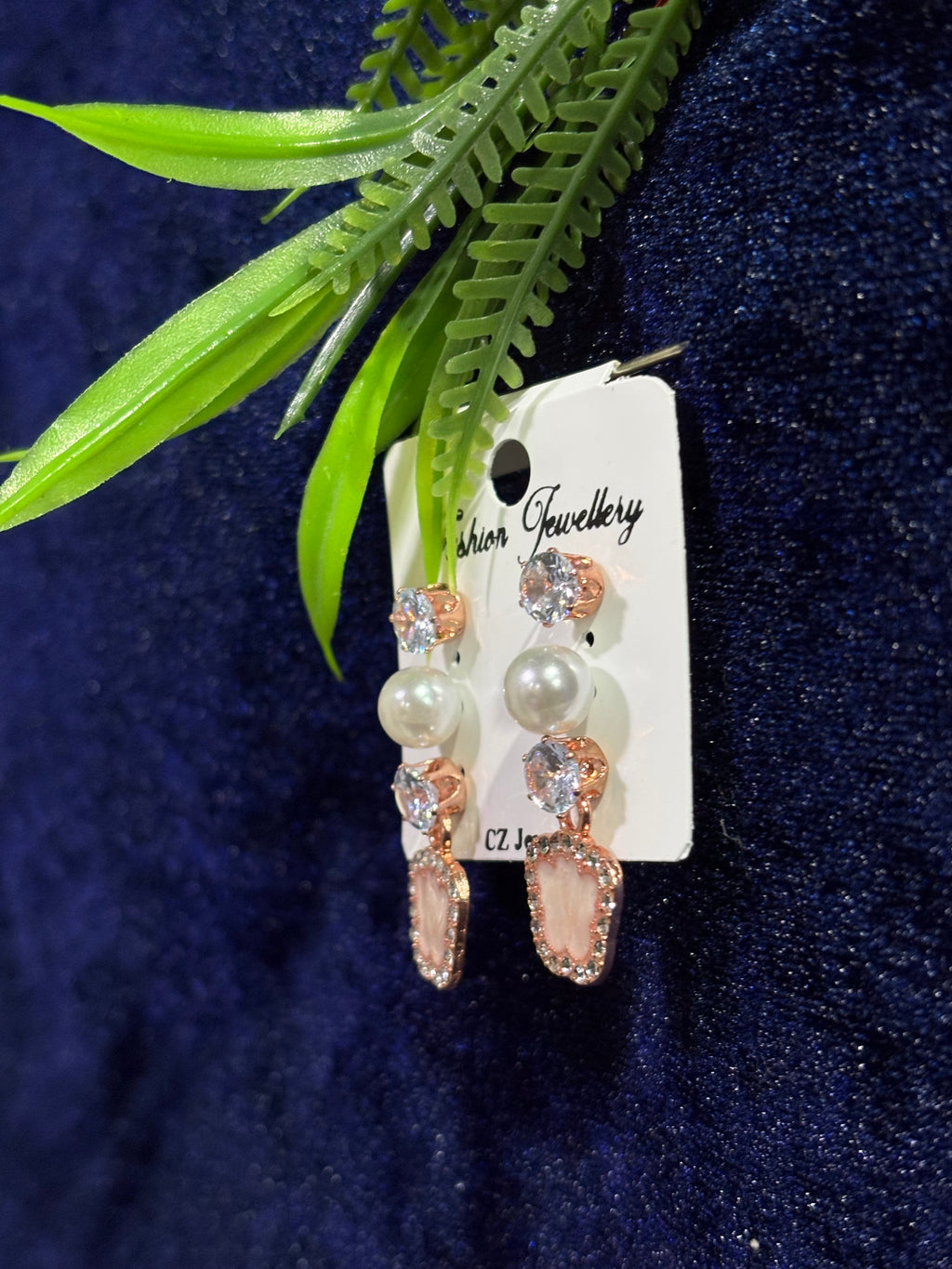 Oxidised silver earrings in pink shade