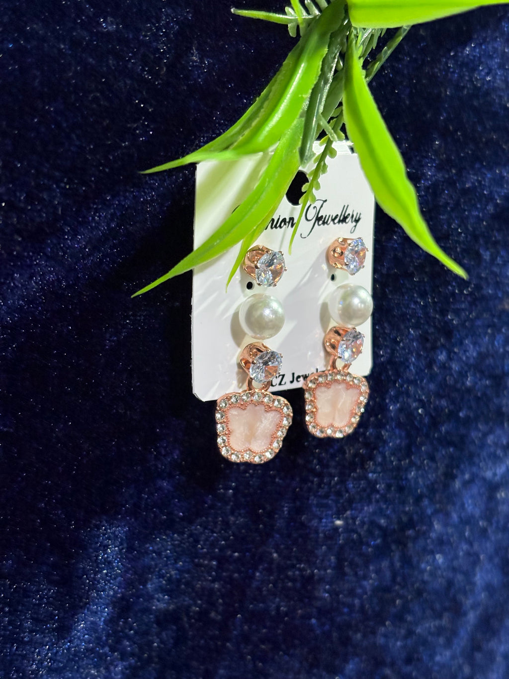 Oxidised silver earrings in pink shade