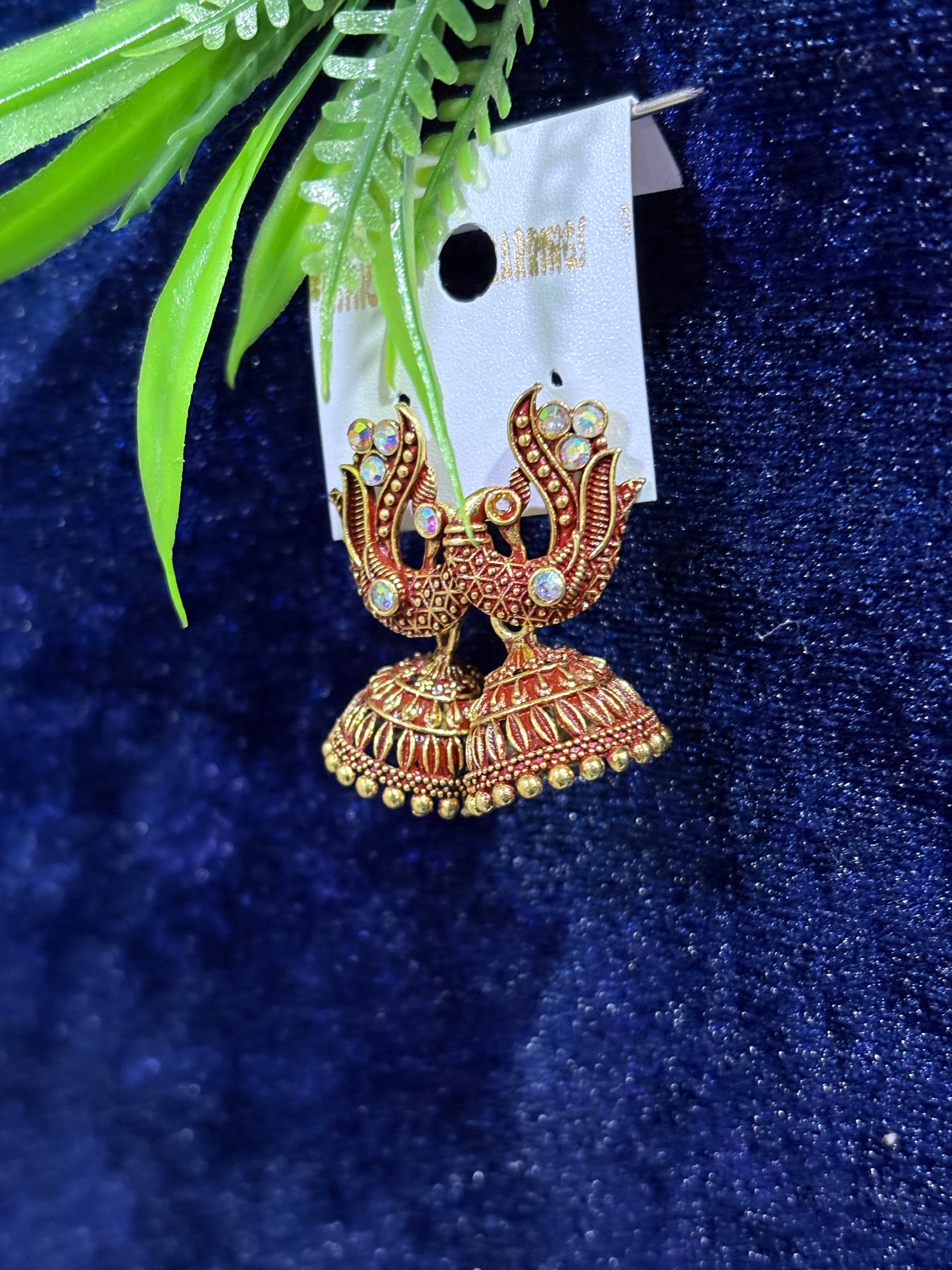Red gold earrings for women's