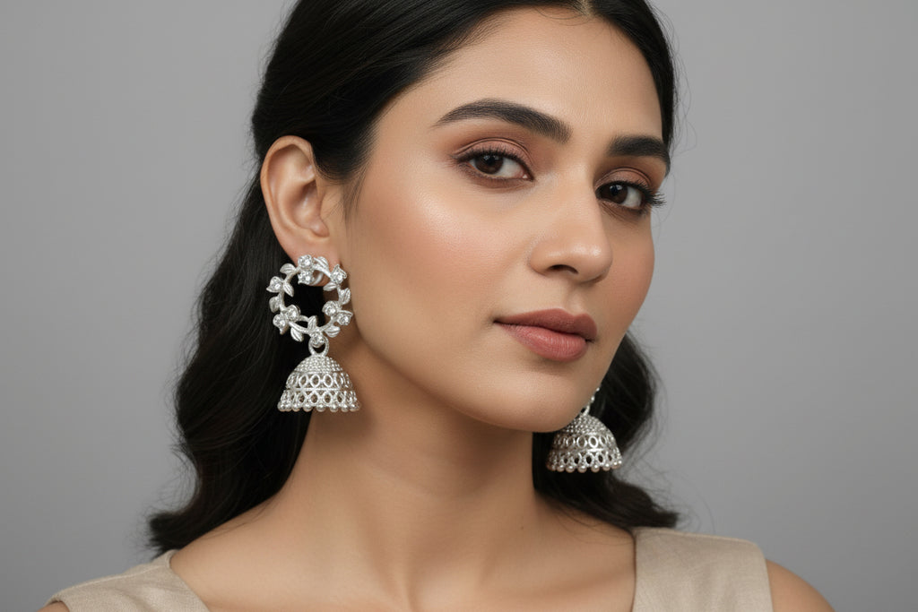 Oxidised silver earring