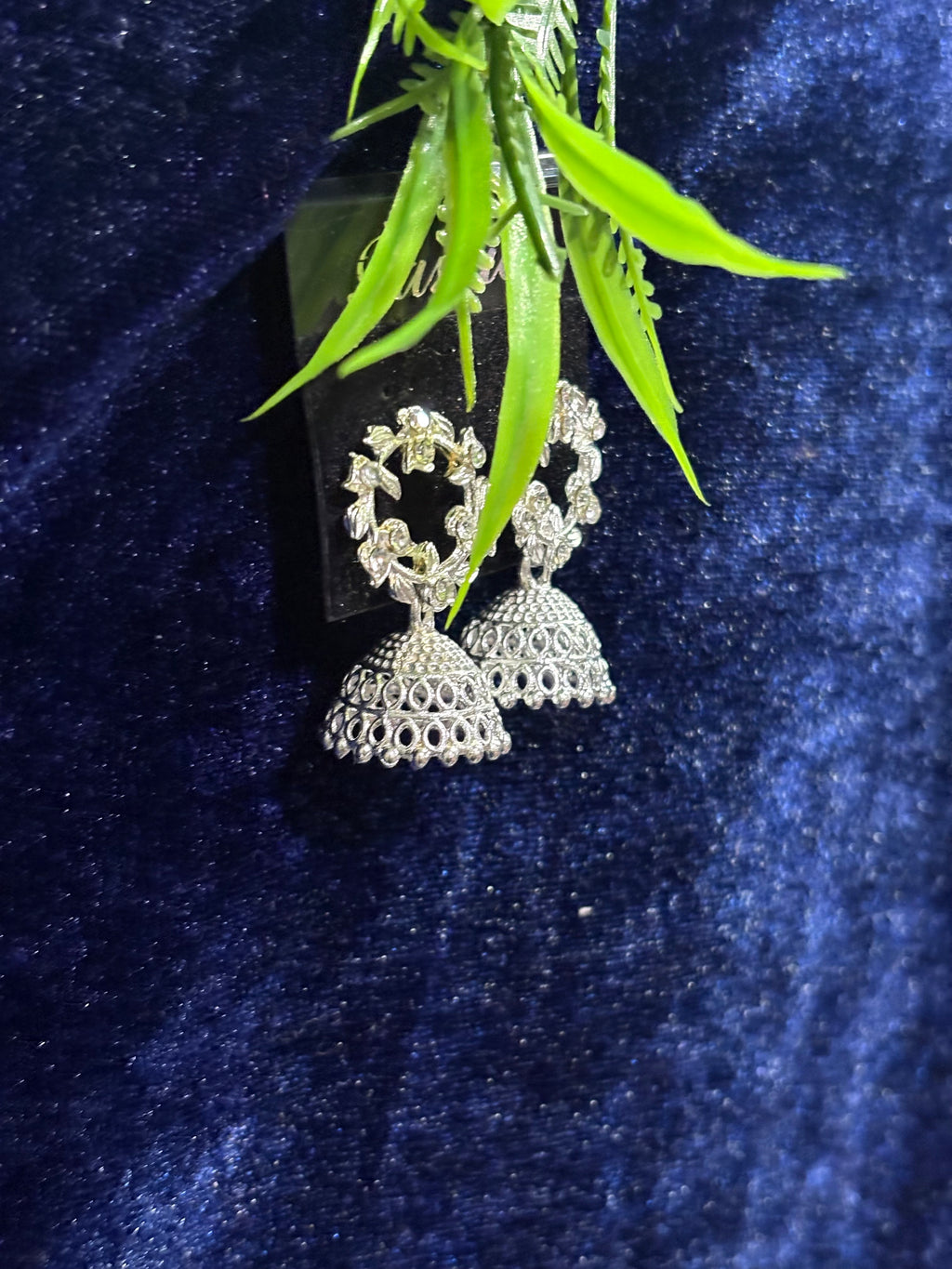 Oxidised silver earring