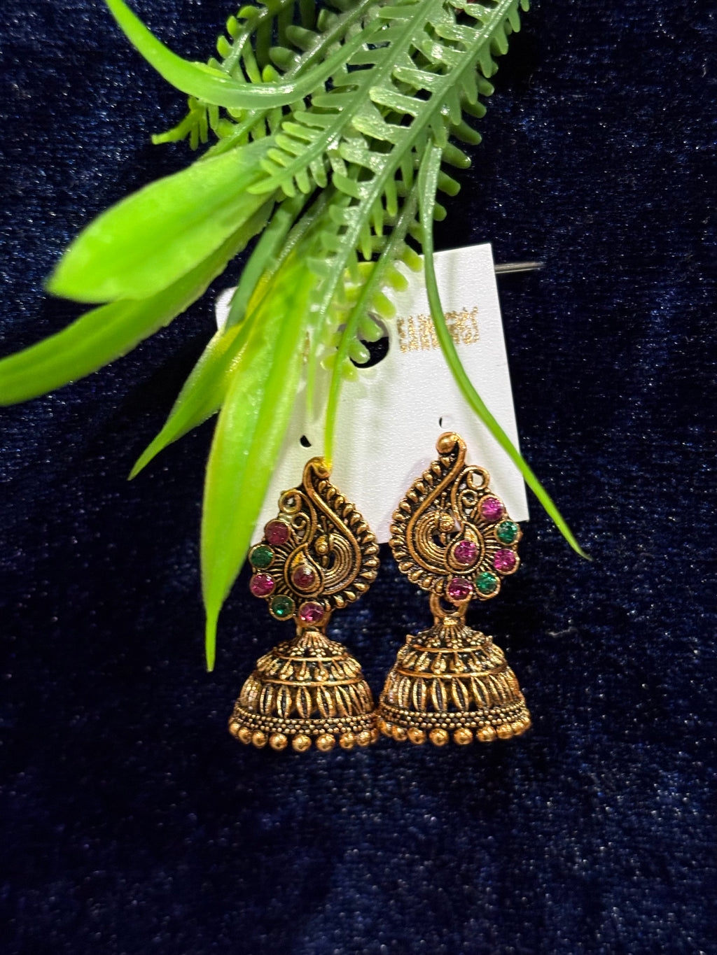 Oxidised gold earrings pretty crystal design for women